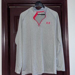Under Armour 1/4 Zip Gray Long Sleeve Heat Gear Shirt Large Men's